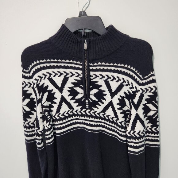 Urban Pipeline Men's Black White Aztec Style Long Sleeve Pullover Sweater Large - Picture 3 of 5